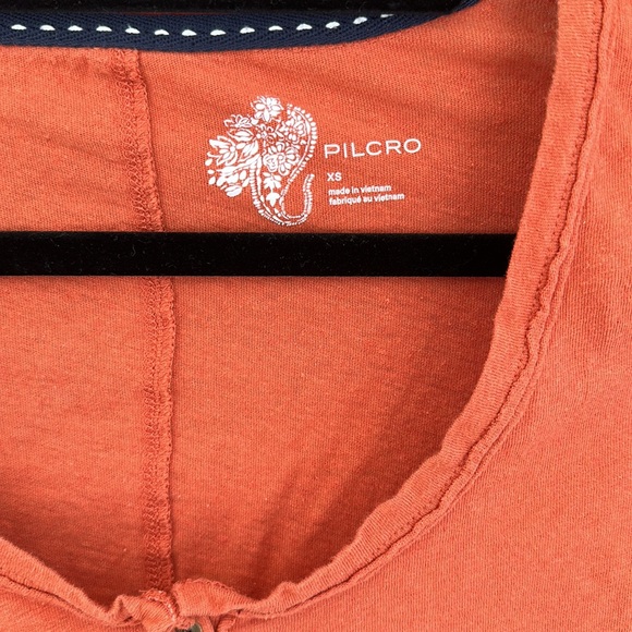 Anthropologie Orange Henley Top - Picture 3 of 6